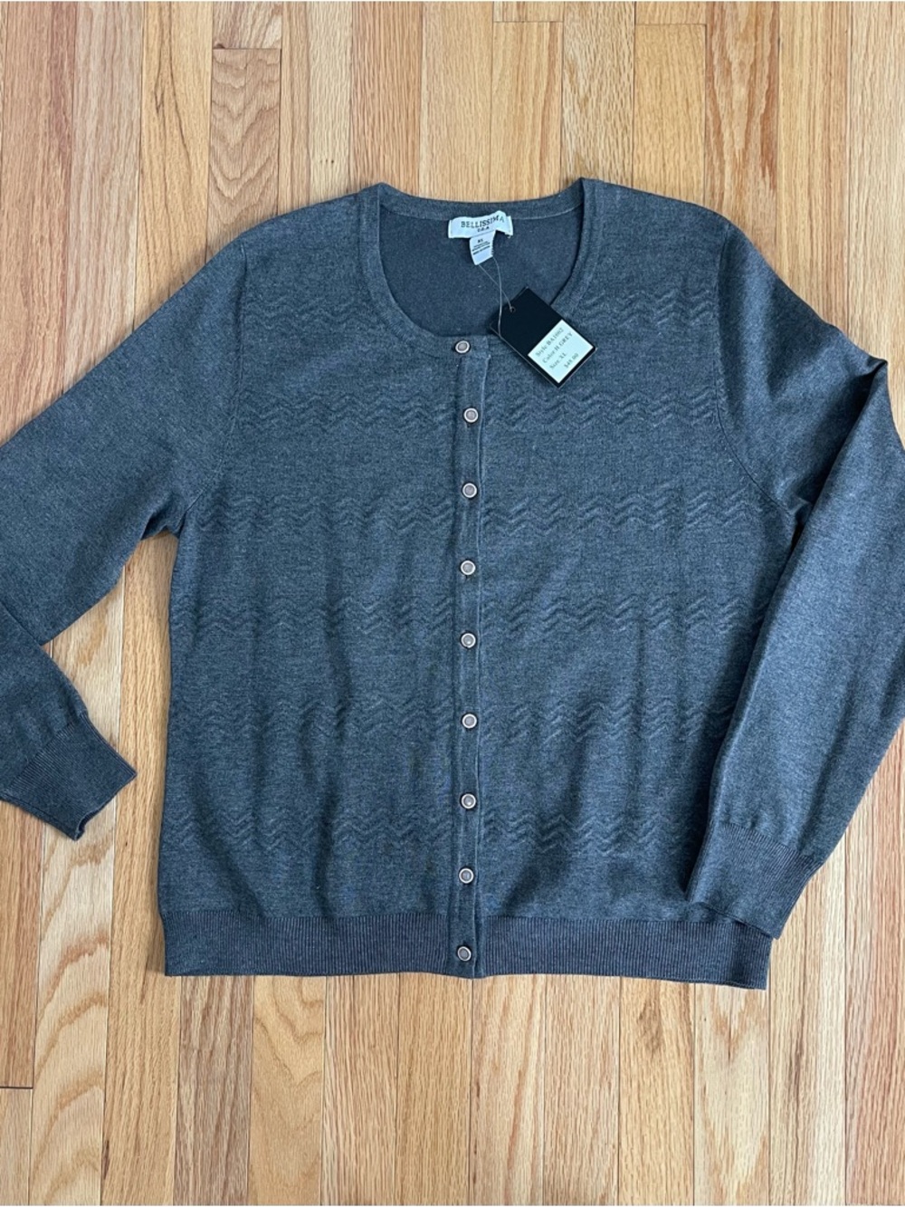 Bellissima Women’s Charcoal Gray Button-Up Sweater Cardigan